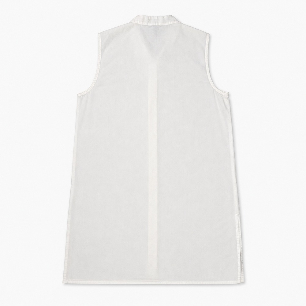 Eileen Fisher Sleeveless Tunic Women's XXS White Organic Cotton Button Up Shirt - Picture 2 of 11
